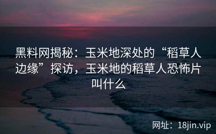 黑料网揭秘：玉米地深处的“稻草人边缘”探访，玉米地的稻草人恐怖片叫什么