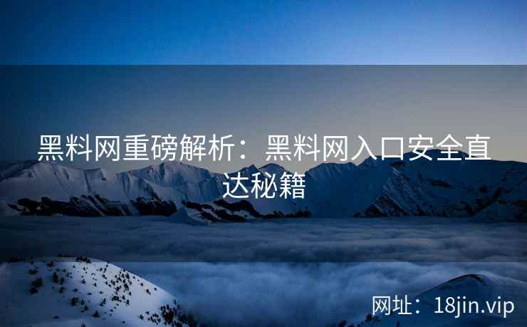 黑料网重磅解析：黑料网入口安全直达秘籍