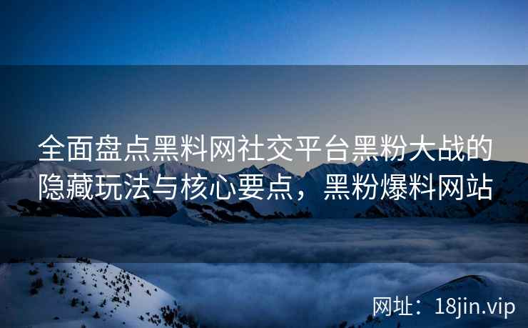 全面盘点黑料网社交平台黑粉大战的隐藏玩法与核心要点，黑粉爆料网站